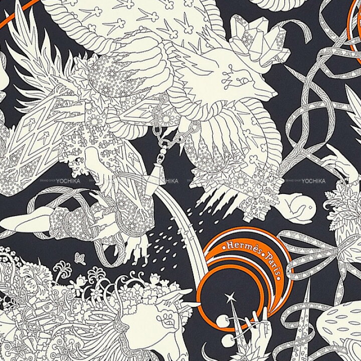 楽天市場】HERMES エルメス カレ90 四季の祭典 ブルーノワール 