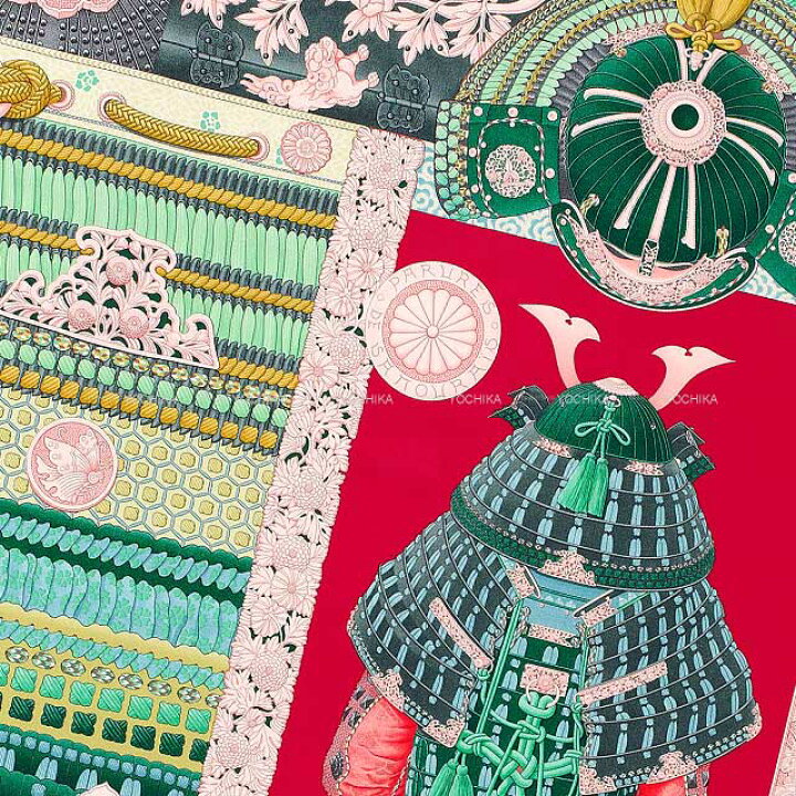 楽天市場】HERMES エルメス カレ90 侍の鎧兜 フランボワーズ /ヴェール  