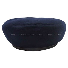 エルメス 帽子 ベレー帽 サントノーレ リフト刺しゅう入り #57 ネイビー/黒 カシミヤ/ラムスキン ベレー帽 新品同様【中古】([Pre-loved] HERMES Hat Beret SAINT HONORE with H Lift embroidery #57 Navy/Black Cashmere/Lamb Skin beret)【あす楽対応】#よちか
