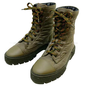 HERMES エルメス ショートブーツ フレッシュ #39 カーキ キルティングパラシュート/ファブリック/カーフ #39 ブーツ 新品同様【中古】([Pre-loved] HERMES Short Boots Fresh #39 Kaki Quilting Parachute/fabric/Calf #39 boots)【あす楽対応】#よちか