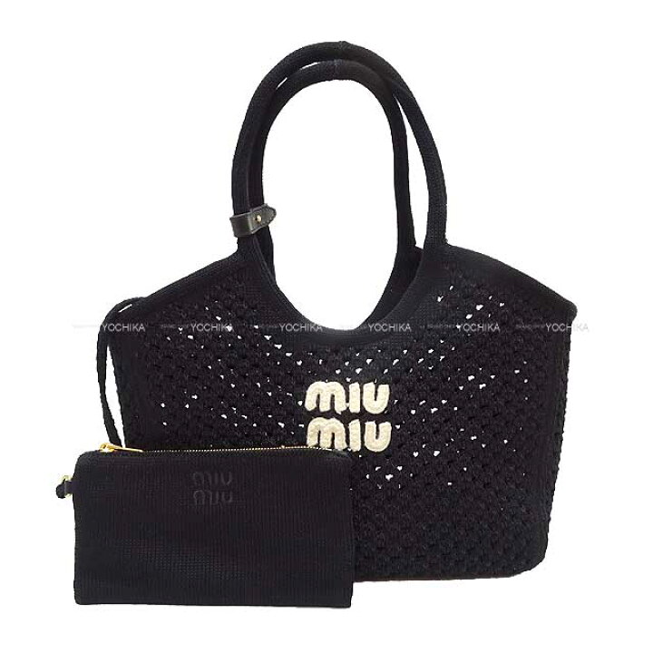 楽天市場】MIUMIU ミュウミュウ IVY ロゴ メッシュ コットン 黒 