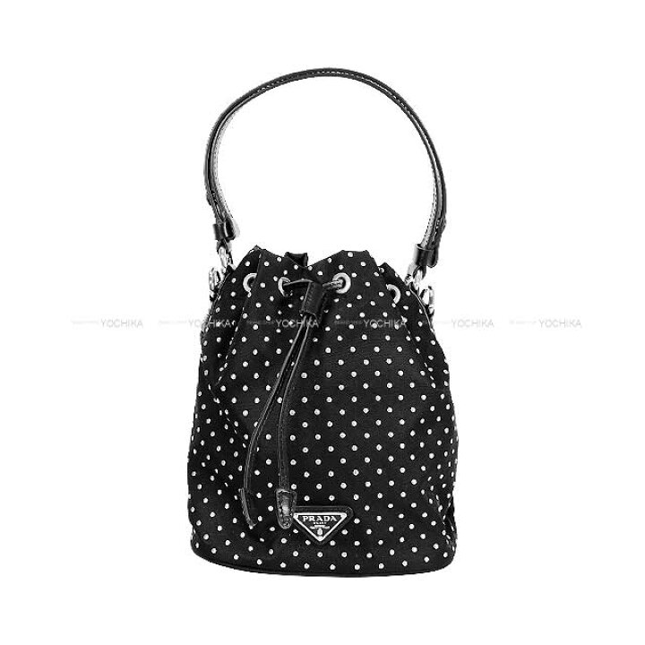 楽天市場】PRADA プラダ Re-Nylon スタッズ付 ミニ バケット バッグ 黒 