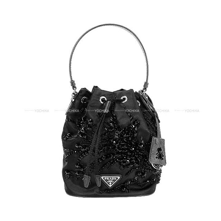 楽天市場】PRADA プラダ Re-Nylon 刺しゅう入り ミニ バケット 黒 