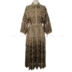 HERMES エルメス ドレス ROBE PRAIRIE BRODEE マロン/トープ コットン100% #34 ワンピース 新品(HERMES Dress ROBE PRAIRIE BRODEE Marron/Taupe Cotton100% One‐piece dress[BRAND NEW][Authentic])