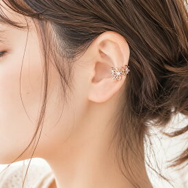 イヤーカフ 花 フラワー レディース ピンクゴールド イヤカフ 片耳 ビジュー パール 小ぶり 上品 大人かわいい 韓国風 ノンホール ピアス穴不要 軟骨 痛くなりにくい 軽量 シンプル フェミニン おしゃれ アクセサリー ギフト 誕生日 プレゼント