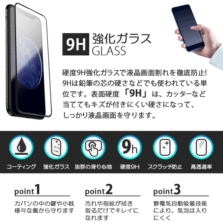 楽天市場 Yocom 在庫わずか 透明高品質ガラスフィルム スマホ画面保護フィルム Iphone 7 8plus Iphonexs Max 11 Pro Max 黒 Black Yocomストア