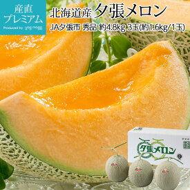 【マラソン限定最大P26倍】 メロン 夕張メロン 秀品 約4.8kg 3玉（約1.6kg/1玉） 北海道産 産地直送【めろん ゆうばりめろん ユウバリメロン 贈答 ギフト プレゼント フルーツ グルメ お取り寄せ 内祝い お見舞い 出産祝い】【産直プレミアム】