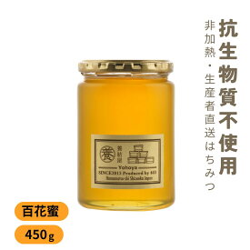 【2025年新蜜】国産 生はちみつ 無添加 抗生物質不使用 [ 百花蜜 450g ガラス瓶 ] 静岡県 生産者直送 非加熱蜂蜜 ハチミツ おいしいはちみつ はちみつ