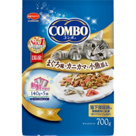 【送料無料・まとめ買い4個セット】日本ペットフード コンボ キャット まぐろ味 カニカマ 小魚添え 140g×5袋