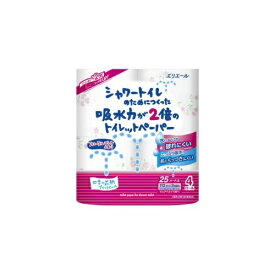 【送料込・まとめ買い×24個セット】大王製紙 エリエール シャワートイレのためにつくった吸水力が2倍のトイレットペーパー フラワープリント香水付き ダブル 4ロール