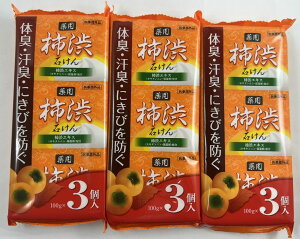 【×3個入×3個パックセットメール便送料込】クロバーコーポレーション CJ 薬用 柿渋石けん 100g 体臭・汗臭・にきびを防ぐ 薬用せっけん 石 (4901498126004 )