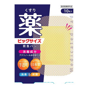 【送料込・まとめ買い×200個セット】阿蘇製薬 デルガード 救急バン 半透明 ビッグサイズ 10枚入