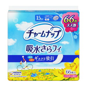 【送料込・まとめ買い×4個セット】ユニ・チャーム チャームナップ 吸水さらフィ ギュッと吸引 少量用スリム 19cm 15cc 66枚
