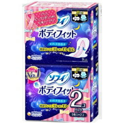 【送料無料1000円ポッキリ】ユニ・チャームソフィボディフィットスーパーナイトガード羽つき9枚×2コパック(生理用品ナプキン)×2個セット