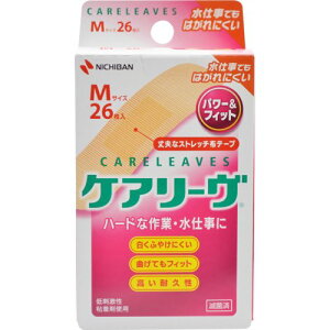 ニチバン ケアリーヴ パワー&フィット Mサイズ 26枚入 CLP26M 作業用強力布タイプ 絆創膏