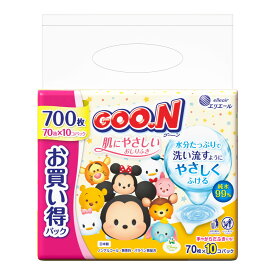 【送料込・まとめ買い×4個セット】大王製紙 エリエール グーン 肌にやさしい おしりふき 70枚 × 10P