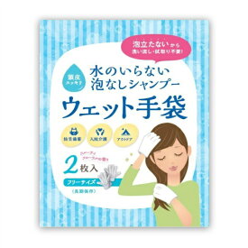 【2枚入×4袋 メール便送料込】四国紙販売 水のいらない泡なしシャンプー ウェット手袋 2枚入