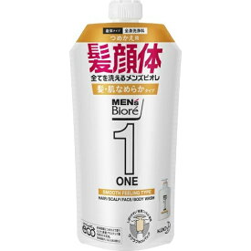 【送料込・まとめ買い×8個セット】花王 メンズビオレ ワン ( ONE ) オールインワン 全身洗浄料 髪・肌なめらかタイプ フローラルサボンの香り つめかえ用 340ml