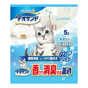 【送料込・まとめ買い×6個セット】ユニ・チャーム デオサンド 香りで消臭する紙砂 ナチュラルソープの香り 5L