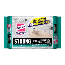 【送料込・まとめ買い×6個セット】花王 クイックルワイパー 立体吸着ウエットシート ストロング 空間の超消臭 24枚入 フロア用そうじシート ウエットタイプ