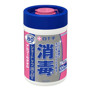 【送料込・まとめ買い×6個セット】白十字 ショードック スーパー 100枚入 ボトル 消毒用アルコールタオル