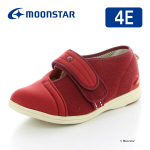ムーンスター レディース 介護 シューズ 両足同サイズ パステル PASTEL 406 ワイン moonstar 幅広 4E 抗菌防臭 母の日