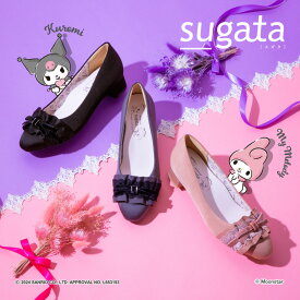 ムーンスター sugata クロミ マイメロディ コラボ レディース パンプス moonstar 1E 3cmヒール 歩きやすい スガタ 抗菌防臭 黒【6月20日セール再値下げ45%OFF】MS SGTS705 ピンク ブラック グレイ