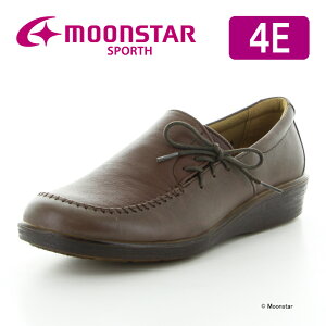 ムーンスター スポルス レディース コンフォート シューズ moonstar 幅広 4E 撥水加工 おしゃれ 母の日 梅雨【10月23日セール再値下げ40%OFF】SP5631 ダークブラウンC