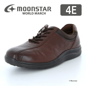 ムーンスター ワールドマーチ メンズ ウォーキング シューズ WM3118 ダークブラウン moonstar 幅広 4E 透湿防水 ファスナー付 抗菌防臭 父の日 梅雨
