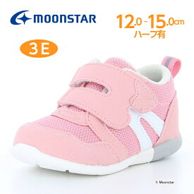 【4/27-5/1 10％OFFクーポン】ムーンスター 【50％OFFセール】 子供靴 ベビー シューズ MS B111 ピンク moonstar 幅広 3E Hiシリーズ 抗菌防臭 運動会