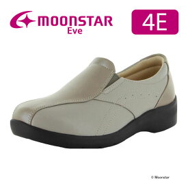 【4/20-4/21 10％OFFクーポン】ムーンスター イブ レディース コンフォート シューズ EVE 196 パールオークコンビ moonstar 幅広 4E ガラス防滑 母の日