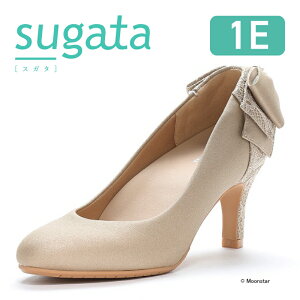 ムーンスター sugata レディース パンプス MS SGT403 ペールゴールド moonstar スガタ 1E 7cmヒール 抗菌防臭 歩きやすい