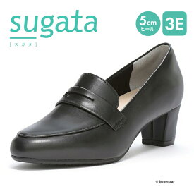 【7/19 20:00-7/27 23:59 10%OFFクーポン】ムーンスター sugata レディース パンプス moonstar 3E 5cmヒール 歩きやすい スガタ 抗菌防臭 母の日 黒【残りサイズ25.0cm】【3月13日セール値下げ30%OFF】MS SGT513 ブラック