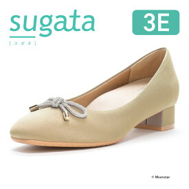 【1/9 20:00-1/16 1:59 10%OFFクーポン】ムーンスター sugata レディース パンプス moonstar 3E 3cmヒール 歩きやすい スガタ 抗菌防臭【10月23日セール再値下げ40%OFF】MS SGT607 ベージュ