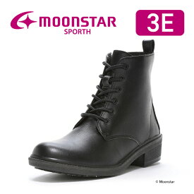 【11/18 00:00-23:59 10%OFFクーポン】ムーンスター スポルス レディース コンフォート ブーツ SP5266CSR ブラック moonstar 3E 透湿防水 日本製ファスナー付 ガラス防滑底 スぺラン 日本製 おしゃれ スノーブーツ 黒