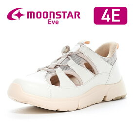 ムーンスター イブ レディース コンフォートシューズ サマーシューズ moonstar 幅広 4E ガラス防滑 抗菌防臭 脱ぎ履きラクラク【2025年春新作2月17日発売】EVE 336 ホワイト