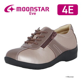 【5/30-6/2 10％OFFクーポン】moonstar ムーンスター イブ レディース コンフォート シューズ EVE 195 ピンクコンビ 幅広 靴 4E ガラス防滑 ファスナー付 母の日 21.5-25cm