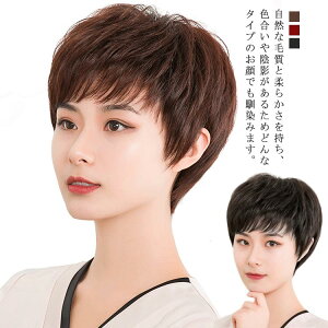 お 人毛100% レディース カール 脱毛 手植え ショート 医療用ウイッグ 母のウィッグ 女性用かつら 人毛100% 中高年フルウィッグ