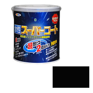 アサヒペン 多用途 水性スーパーコート 1.6L つや消し黒【取寄品】