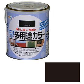 アサヒペン 水性多用途カラー 1.6L つや消し黒【取寄品】