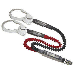 タイタン フルハーネス用伸縮式ダブルランヤード EXJ(赤黒) フルハーネスヨウランヤード EXJ HL-ERW