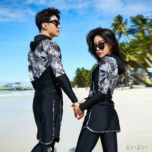 【送料無料】大きいサイズ カップル水着 ブラック 黒 セット レディース水着 冬ラッシュガード メンズ スーツ ウエット 秋 水着 ダイビング