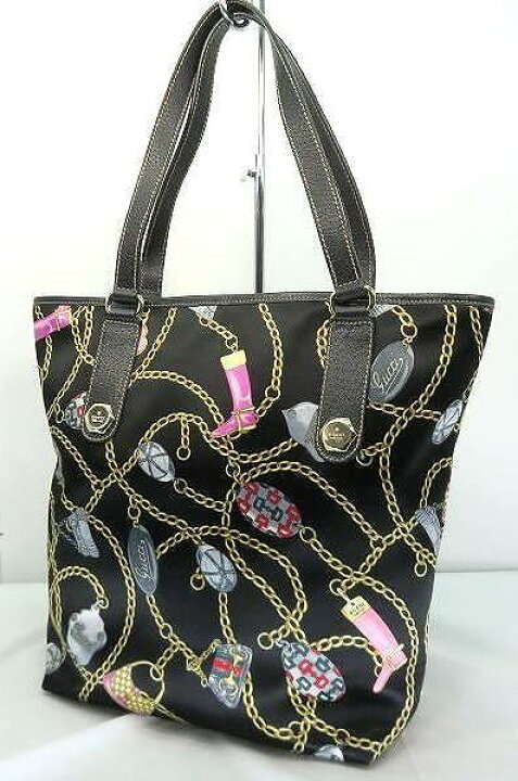 楽天市場】s24g-333x【中古】GUCCI ｸﾞｯﾁ ﾏﾙﾁｶﾗｰ ﾁｪｰﾝ柄 ﾄｰﾄﾊﾞｯｸﾞ 
