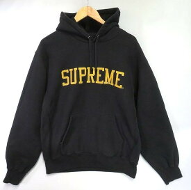 s24g-471x【中古】Supreme シュプリーム 23FW Varsity Hooded Sweatshirt #A Black/Medium　パーカー【9800円以上で沖縄・離島も送料無料】