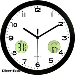 掛け時計 壁掛け時計 温度 湿度 クロック 時計 おしゃれ 北欧 静音 デジタル 温度計付き 温度計 湿度計 インテリア リビング 新築祝い