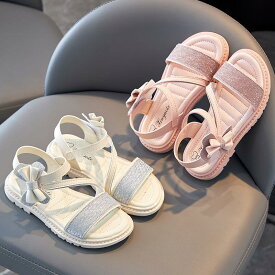 サンダル キッズ お姫様靴 子供サンダル ビーチサンダル 女の子 子ども靴 リボン 夏物 キッズシューズ 滑りにくい ソフトの底 ベビー 姫系 女児 可愛い入学式