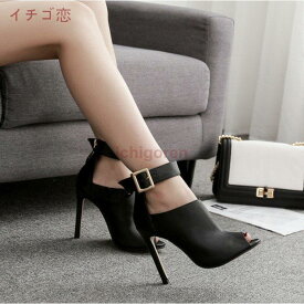 美脚サンダル サマーブーツ サンダル オープントゥ ピンヒール レディース楽ちん脚長ブーツサンダル ストラップ シューズ サマーブーツ サンダル