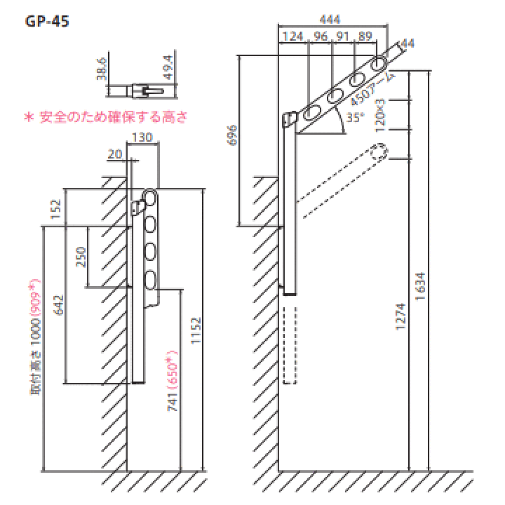 楽天市場】川口技研 ホスクリーン GP型 GP-45 腰壁用アーム450mm 楽天市場】川口技研 ホスクリーン GP型 GP-45 腰壁用アーム450mm
