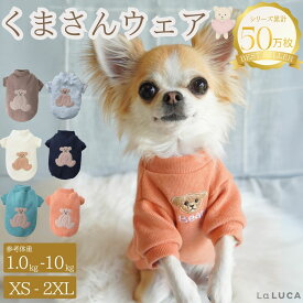 【楽天6冠】 犬 服 ペット 犬服 ドッグウェア ペットウェア 熊柄 クマ柄 かわいい おしゃれ 小型犬 中型犬 春秋 LaLUCA くま クマ ワッペン ブラウン アイボリー グリーン オレンジ お洒落 レッド 子犬 ネイビー 洋服