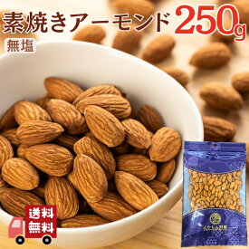 【 お買い物マラソンSALE 10％OFF 】 無塩 素焼き アーモンド アメリカ産 250g 植物油不使用 ナッツ ロースト 送料無料 無油 ノンオイル おつまみ 美容 健康 おやつ 大容量 食塩不使用 チャック袋